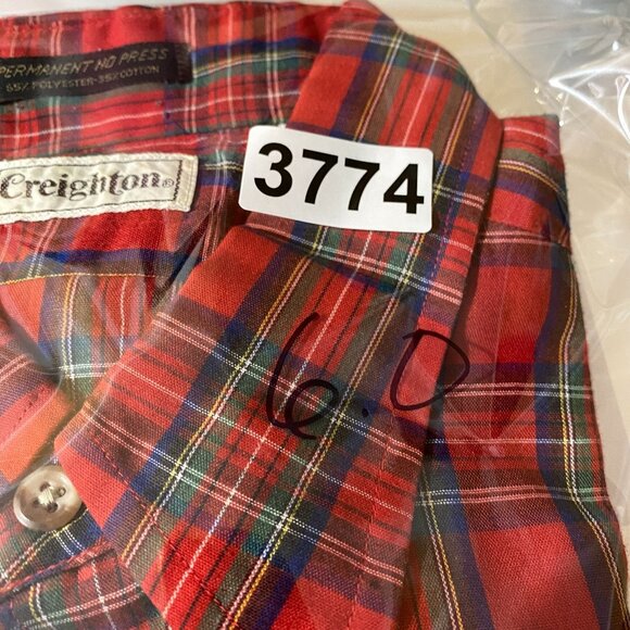 Vintage CREIGHTON Button Down Shirt Men L 16-16.5 Red Plaid Classic 70's-80's - Picture 9 of 9